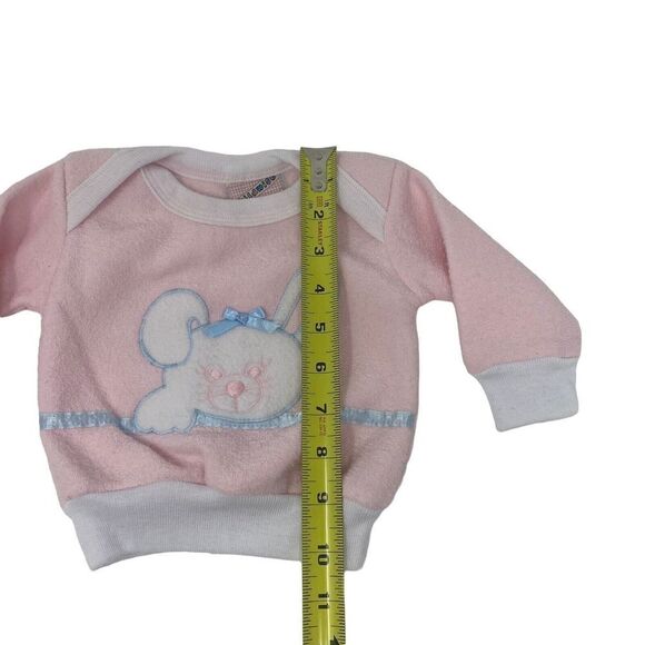 Baby Girls Sz 0-6 Mo Sweatshirt Pastel Pink Bunny Rabbit Blue Satin Colorwise - Picture 6 of 8